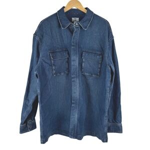 Mode of One Mens Regular Fit Denim Cargo Overshirt Hudson Blue Large 100198385MN